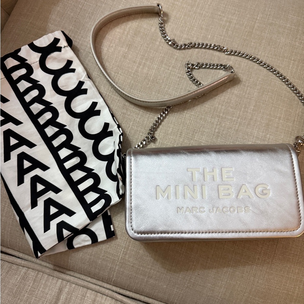 Marc Jacobs Metallic Silver Mini Crossbody Bag